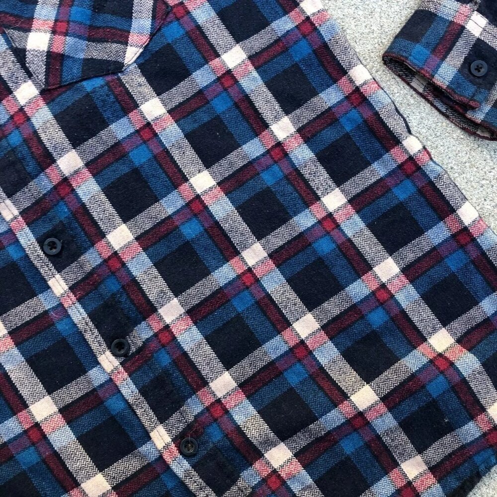 ELXR Flannel Shirt Men's MEDIUM Button Down Pocket Cotton Collar Plaid Top - Picture 4 of 10